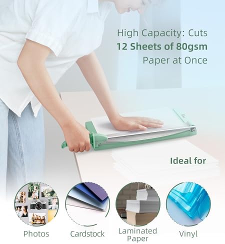 Firbon 12" Guillotine Paper Cutter with Hidden Ruler, Compact Paper Trimmer