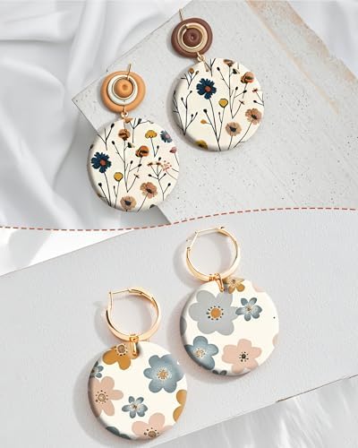 Puocaon Flower Clay Transfer Paper - 18 Pcs Colorful Floral Transfer Sheets for Polymer Clay Jewelry for Flower Earrings Design
