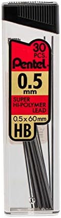 Pentel Super Hi-Polymer Refills, 0.5 mm Fine, HB, 180 Pieces of Lead (C25BPHB6), (Pack of 2)
