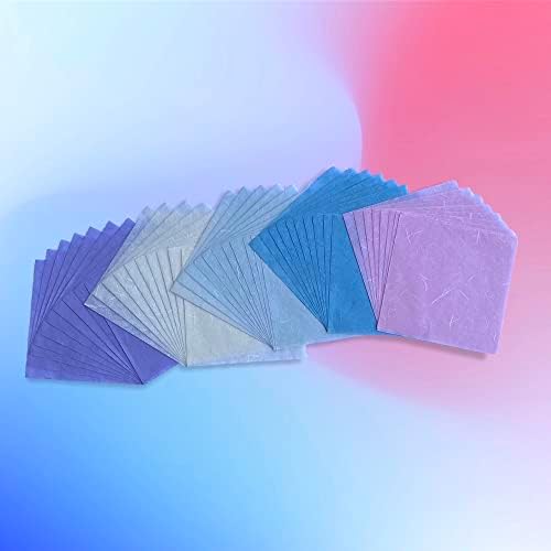 Natural Fiber Mulberry Paper Sheets 6 x 6 Inches, 50 PCS Handmade Craft Paper for Origami, Scrapbooking, Card Making, DIY Decoration, Mixed Media Art (Pastel Color, 6x6 Inch)