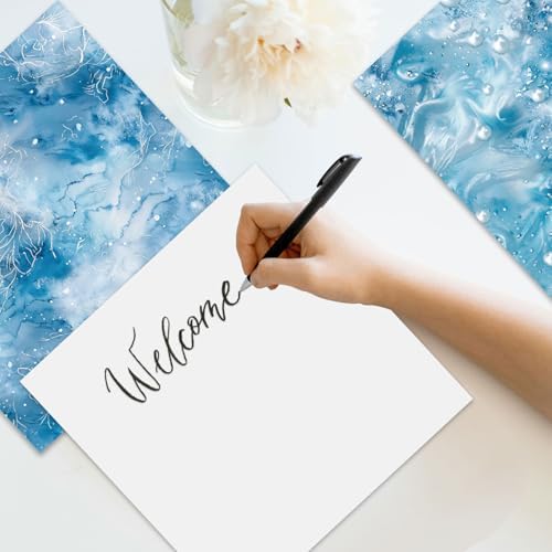Blue Aesthetic Scrapbook Paper Pad, 24 Sheets 6 x 6 Inch Patterned Designed Wedding Decorative Decoupage for Card Making Folded Supplies Gift Wrapping Journals DIY Crafts Photo Album