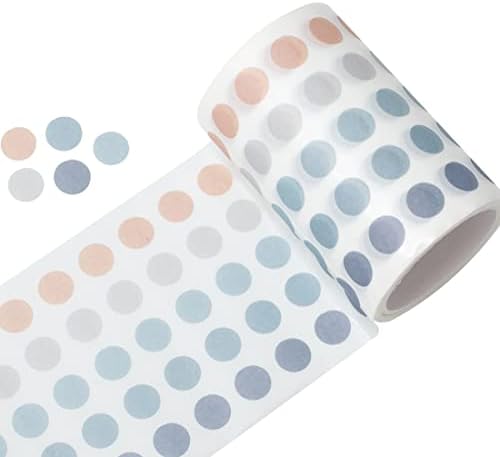 YUBBAEX Morandi 5/16" Dot Washi Tape Round Stickers 1250 Dots Stickers for Bullet Journal Planner Scrapbooking 2 3/8" x 10‘ (Peach Soda)