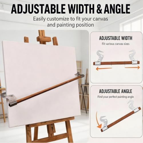 Metal Adjustable Hand Rest Support Bar with Self-Locking Gravity Design - Artist Wrist Bridge Rest Stand for Easel, Sketching & Drawing (Height & Angle Adjustable)