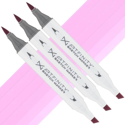Artfinity Sketch Markers - Set of 3 - Pale Purple V1-3, Vibrant, Professional, Dye-Based Alcohol Markers for Artists, Drawing, Travel, & More