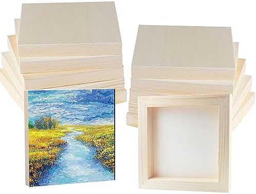 Unfinished Wood Panels Square Wooden Canvas Painting Board 12Pcs