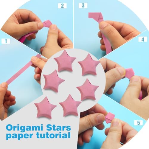 FoDau770 Solid Color Star Paper Strips - 360 Sheet, Pastel Pink