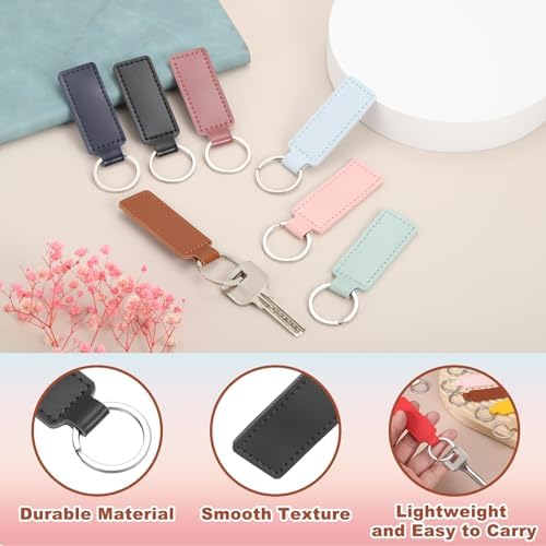 MECCANIXITY Leather Keychain Blanks Bulk Rectangle Laser Engraving Keychain Kit