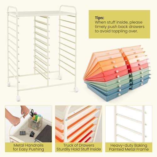 COSTWAY 20-Drawer Rolling Storage Cart, Utility Storage Organizer Cart