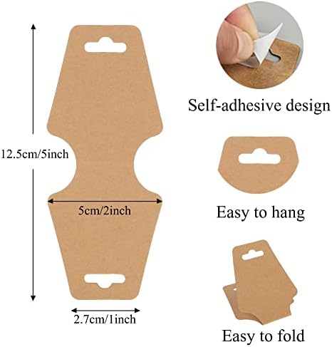 200 Pieces Keychain Display Cards with Adhesive Necklace Bracelet Jewelry Hanging Blank Kraft Paper Packaging Tags
