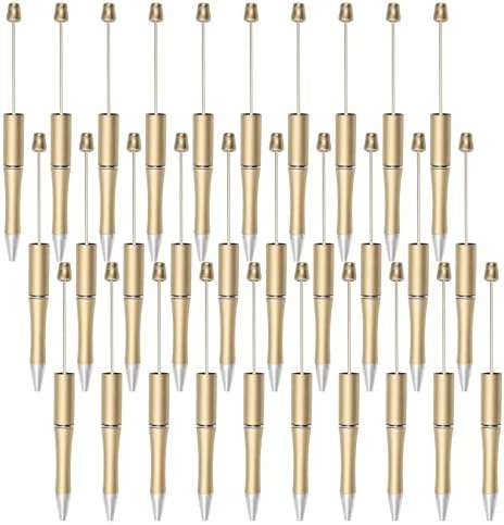 jiebor 30Pcs Gold Beadable Pens Beaded Ballpoint Pens Bulk for DIY Writing