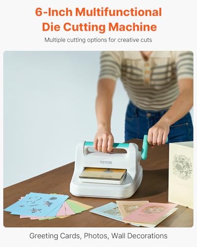 VEVOR Manual Die Cutting & Embossing Machine, Scrapbooking Machine for Arts & Crafts, and Card Making, Full Kit Included, 6 inch Opening Portable White Cut Machines