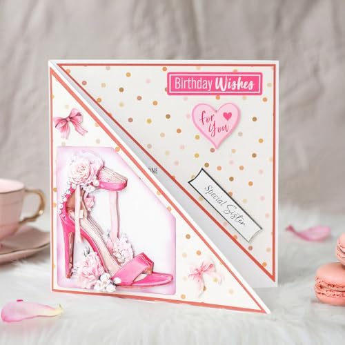 Katy Sue Rose Couture Die Cut Decoupage Card Making Kit with Embellishments. 10 Pre-Cut Sheets for 3D Card Toppers, Scrapbooking and Craft Projects