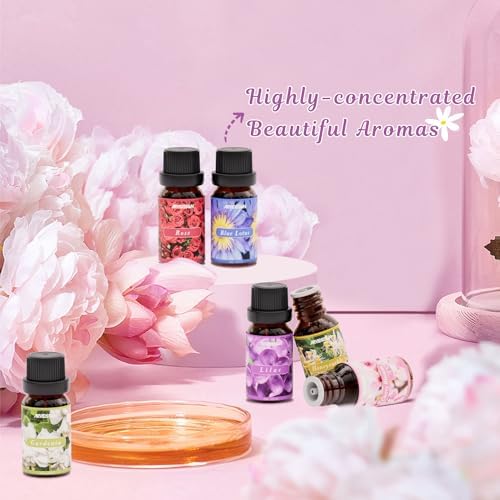 ARVIDSSON Floral Essential Oils Set, Natural Flower Essential Oil Gift for Women - Rose, Gardenia, Cherry Blossom, Honeysuckle, Lilac, Blue Lotus, Scented Oil for Diffuser, Valentines Day Gift for Her