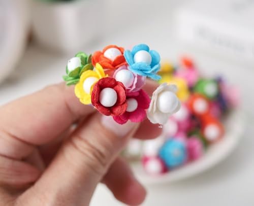 Handmade 100 pcs Mini Flowers Mulberry Paper Flowers 18 mm Scrapbook Craft Card DIY Craft Using for Crafts, Bouquets, Scrapbooks, Decorations Artificial Flowers (10 Colors)