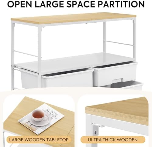 APEXCHASER Rolling Storage Cart with 8 Large Drawers, Wooden Tabletop