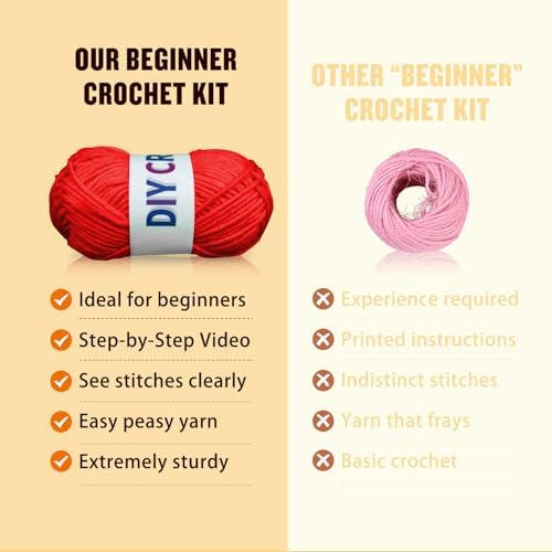 YOKISS 8Pcs Beginner Crochet Starter Kit, Creative Birthday Gifts for Adults & Kids, Popular DIY Patterns, 40% Extra Yarn Crochet Animals Kits with Step-by-Step Video Tutorials