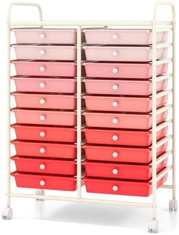 COSTWAY 20-Drawer Rolling Storage Cart, Utility Storage Organizer Cart