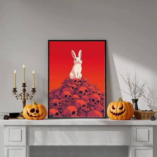 VeGuude Halloween Diamond Art Kits for Adults, Full Drill Horror Skull Diamond Painting Kits for Beginners, DIY Full Rhinestone 5D Rabbit Diamond dots (Gemstone Craft), Home Wall Decoration 12x16 in