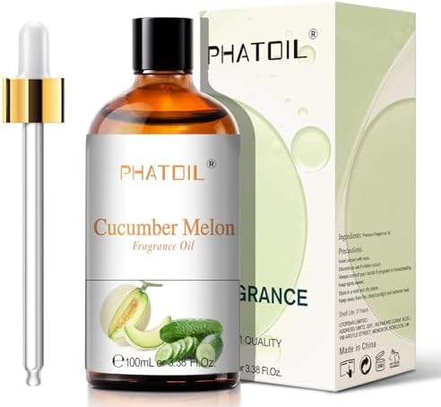 PHATOIL Cucumber Melon Fragrance Oil for Diffuser Aromatherapy 3.38FL.OZ | Long Lasting Scented Oils For Humidifier, Air Freshener, DIY Soap Candle, Scent Project Making, Aroma Oil for Home Freshening