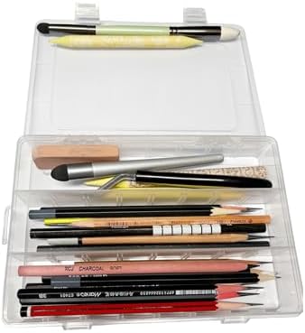 4-Pack Clear Plastic Artist's Art Supply Storage Sketching Pencil Case, Large Capacity Charcoal Pencil Organizer Box with Compartments for Sketching and Drawing Tools.