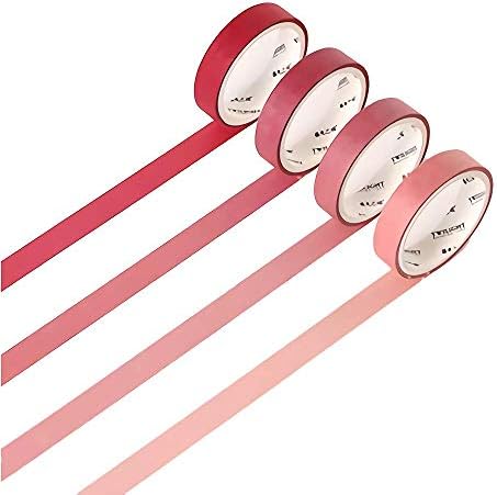 YUBBAEX Natural Color Washi Tape Set 4 Rolls Decorative Tapes for Arts, DIY Crafts, Journals, Planners, Scrapbooking, Wrapping -Neutral Color- (2-Pink)