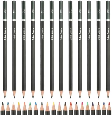 PATIKIL Colored Pencils, Dark Green Color Drawing Pencils with Oil-Based Cores Art Scrapbook Supplies for Adult Coloring Books Artists Beginners Drawing Sketching, 12 Pcs