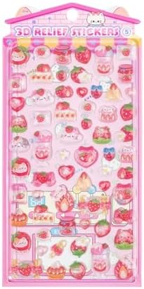 3D Puffy Stickers, Kawaii Resin Decorative Stickers for Phone Case, Notebook, Scrapbooking (Style-BerriesCat)