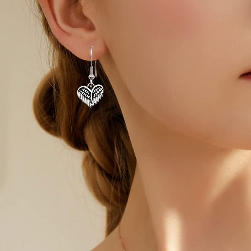 WOCRAFT 120pcs Antique Silver Wing Charms for Jewelry Making Alloy Heart Angel Wing Charms for DIY Crafts (SN013)