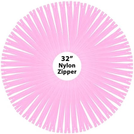 Mandala Crafts 40 PCs Pink Closed-End 32 Inches Nylon Zippers for Sewing