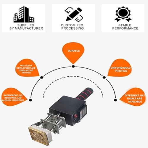Embossing Machine, 110V 500W Handheld Portable Hot Stamping Branding, Machine Heat Press Digital Leather Tool, Paper Wood Custom Logo Food Foil Stamp Printer (Precise Location 10-13cm)