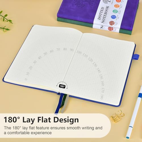 Dotted Journal 5.9"×8.5", 160 Pages Dot Grid Notebook, Bullet Journaling | Hardcover Leather Journal for Women & Men,100 Gsm Thick Paper,Medium Size, Dotted notebook for Work, School, Travel Writing