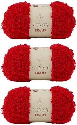 S Sensy Teddy-Micro Polyester Amigurumi #5 Bulky Yarn 3 Skein Red 109yds 4