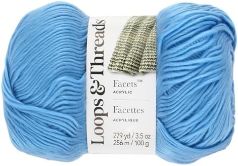 Loops & Threads Facets Yarn - Yarn for Knitting, Crochet, Weaving, and Arts & Crafts - Blue, Acrylic, 3.5 oz