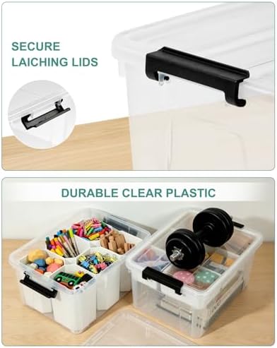 AREYZIN 17QT Clear Storage Bins with Lids & Dividers for Crafts