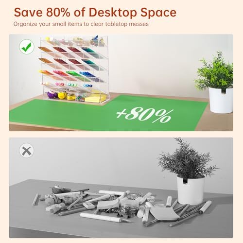 BEYGORM Acrylic Vertical Marker Organizer for 250 Markers, Desk Orgaizer