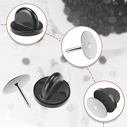 JANYUN 80 Pairs Rubber Blank Pin Backs Butterfly Clutch Backings Holder