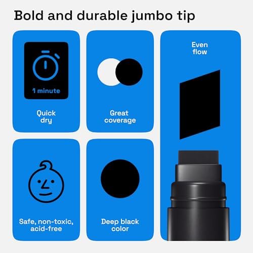 ARTISTRO Black Acrylic Paint Markers - 15mm Jumbo-Tip - Set of 2