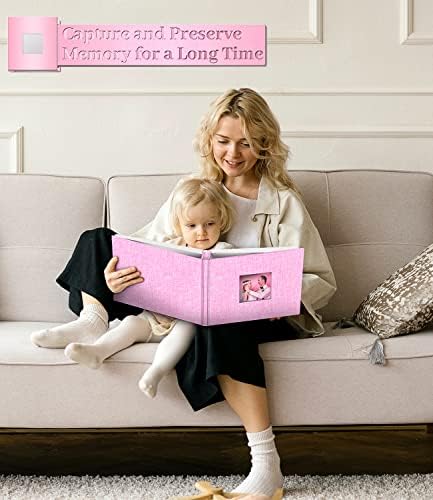 Artfeel Photo Album Self Adhesive Scrapbook Album for 3x5 4x6 5x7 8x10 Pictures,60 Pages Linen Cover with Display Window DIY Photo Book,Ideal Gifts for Family Travel Wedding Baby