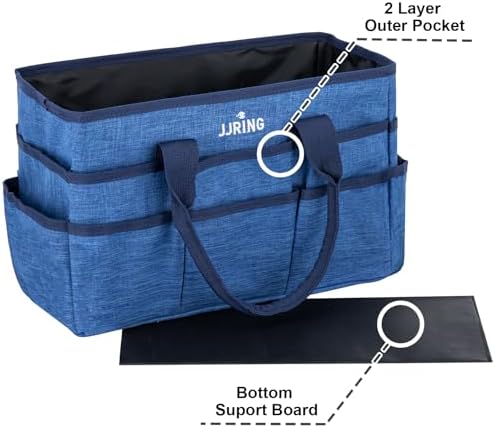 JJRING Craft Tote Bag Organizer For Art Storage With Multiple Pockets, Blue