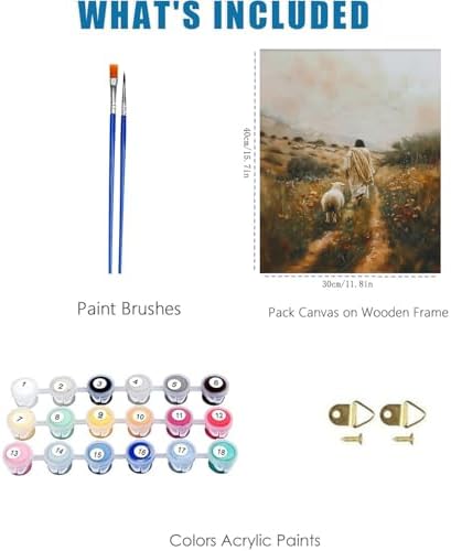 Jesus Paint by Numbers Kit for Adults Framed Canvas 12X16 in, Frameworkless