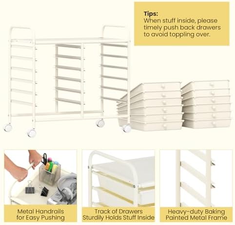 COSTWAY 12-Drawer Rolling Storage Cart, Utility Storage Organizer Cart