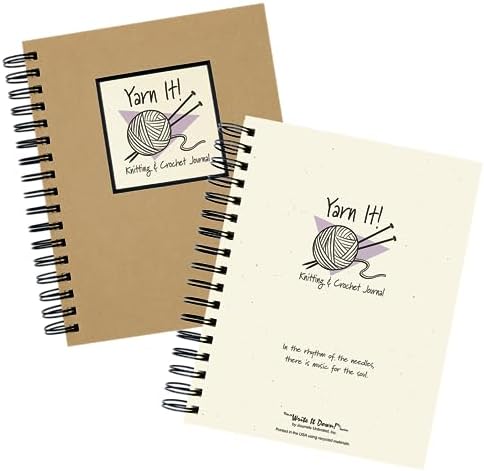 Write it Down series by Journals Unlimited, Guided Journal, Yarn It!, Knitting & Crochet Journal, Full-size 7.5"x 9", Kraft Hard Cover, Made in USA