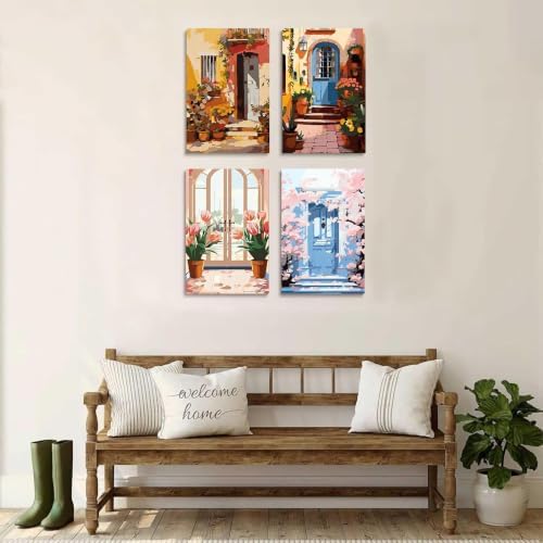 4 Pack Door Paint by Numbers Kit for Adults Framed with Easel 8x12 in