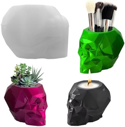 Skull Resin Mold, Diamond-Cut Surface Halloween Skull Head Mold