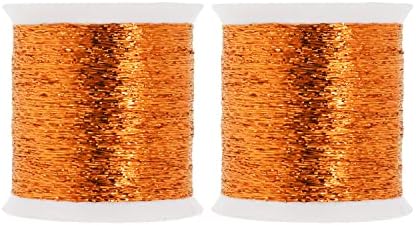 Mandala Crafts Metallic Dark Orange Embroidery Floss for Sewing, 218 Yds