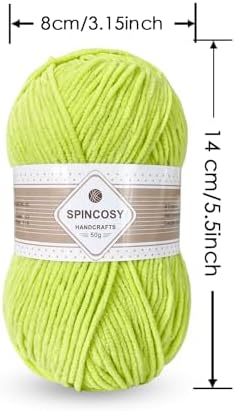 Skinny Chenille Yarn, 2 Pack of 50g/120 Yards Fluffy Soft Polyester Crochet Yarn Sutible for Colorful DIY Crafts Blankets Plush Dolls (Green)