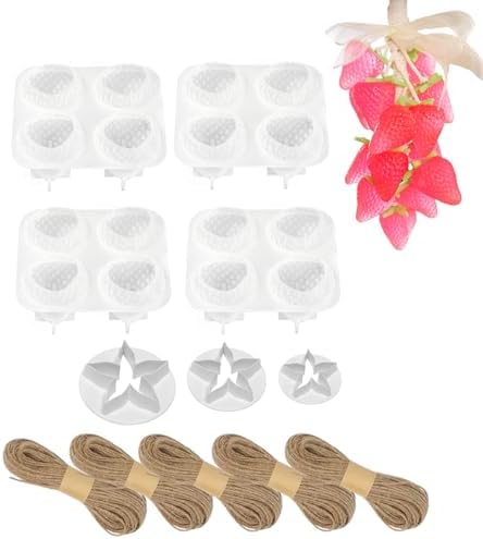 4pcs Small Strawberry Grape Soaps Mold Soap Making Kit for Soap Making Gift (Without Soaps)