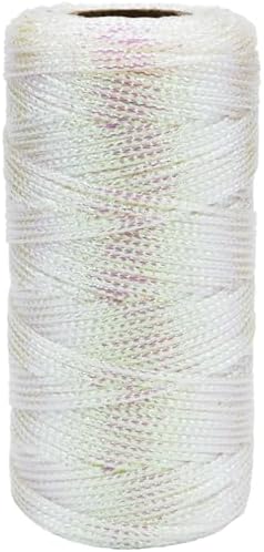 Metallic White Twine 1.5 mm Thick 328 Feet for DIY Crafts Festival Christmas Tree Decor,Multicolor
