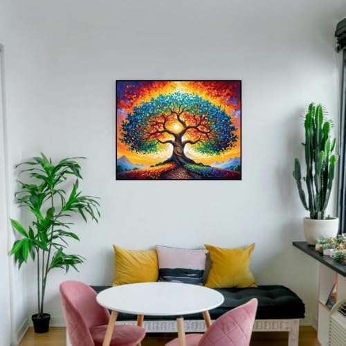 ldazao Tree of Life Framed Paint by Numbers Kit for Adults Beginner Paint by Number Artist Stained Glass Painting Kit Color by Numbers 9.5x12 Inch