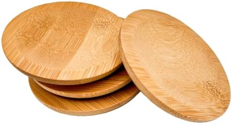 4PCS Mosaic Bamboo Coasters for Crafts, Blank Base Trays, Drinking Cup Coaster, Plant Coaster, Art Plate,DIY Mosaic Supplies (Bowl Shaped)